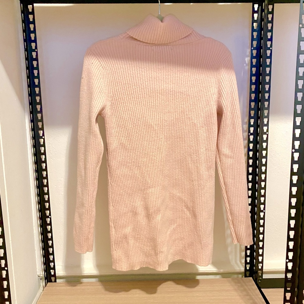 Baby Pink Merino Wool Tunic Turtleneck NEW